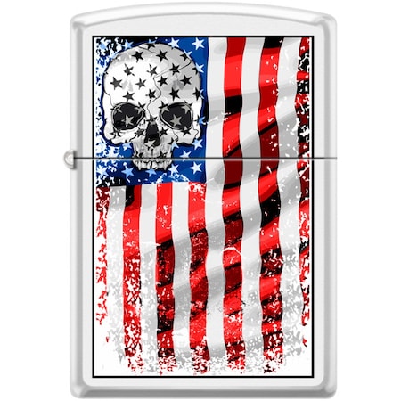 Zippo 2024 Zippo Skull American Flag, White Matte ZIP-214CI405750